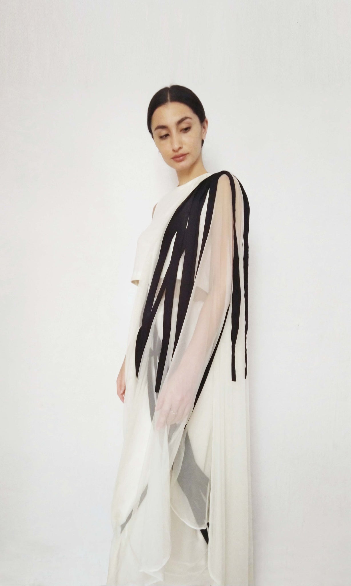 e50 Keep-You-Kimi Deconstructed Tulle Sari | Detailed Soft Tulle